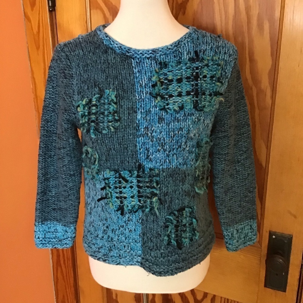 Retro Y2k Sigred Olsen Patchwork Fuzzy Sweater - image 7